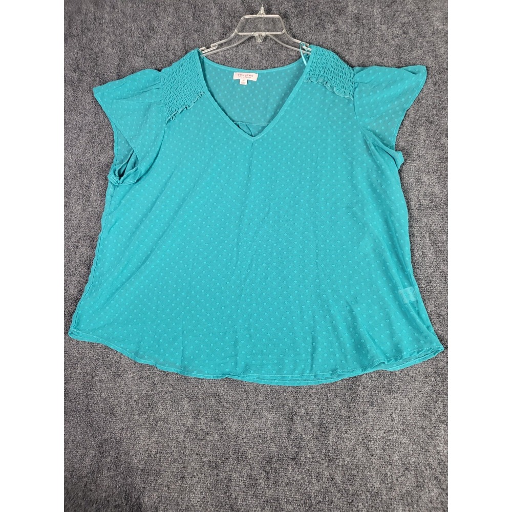 NWT Tempted Los Angeles Womens 3XL Babydoll Top Aqua Spotted Fairy‎ Cottagecore